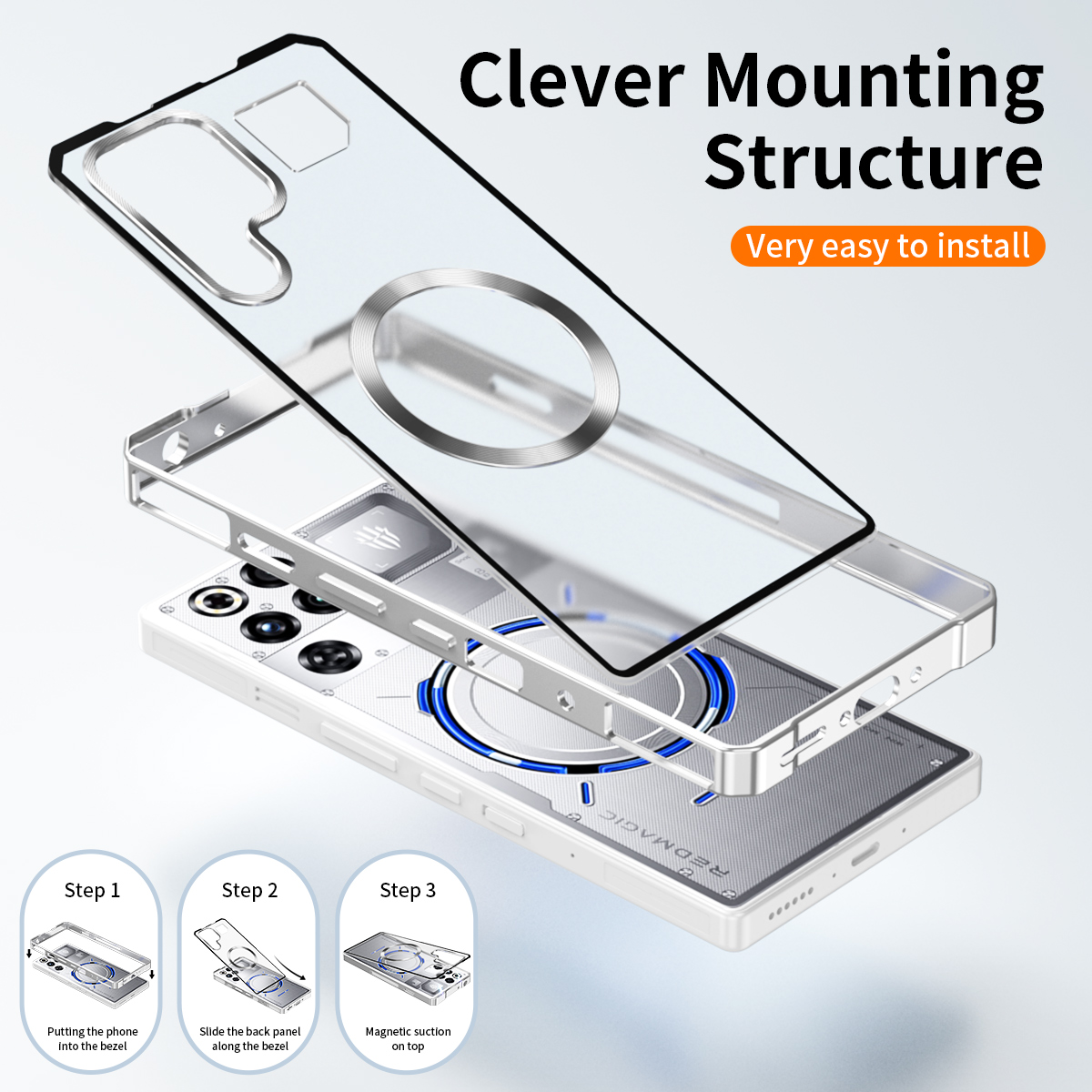 Phone Accessories Red - Metal Border+Push Pull PC Frosted Backboard