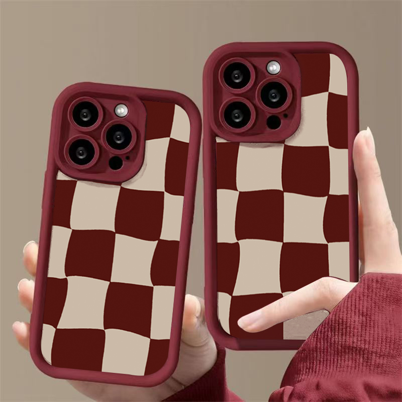 Wine Red Deform Grid Pattern P - огляд і ціна Phone Accessories Red