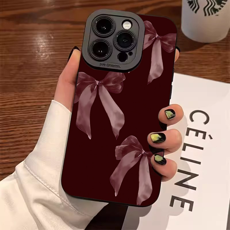 Wine Red Bowknot Pattern Soft  - огляд і ціна Phone Accessories Red