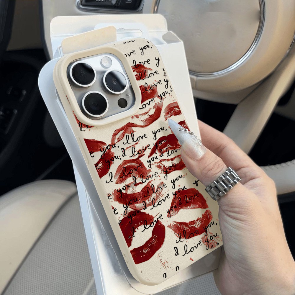 Bright Red Lips Leather Phone  - огляд і ціна Phone Accessories Red