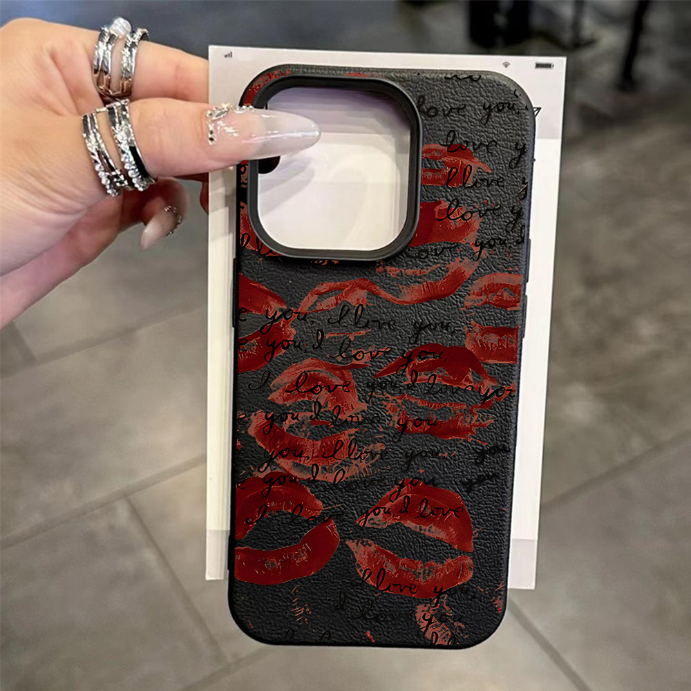 Bright Red Lips Leather Phone  - огляд і ціна Phone Accessories Red