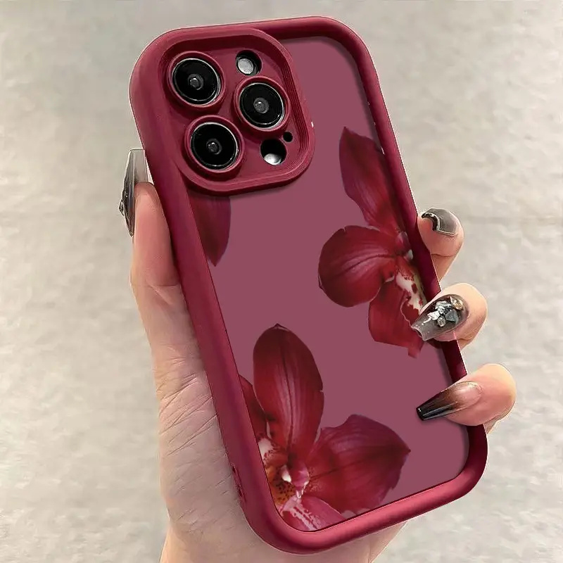 Wine Red Orchid Flower Pattern - огляд і ціна Phone Accessories Red